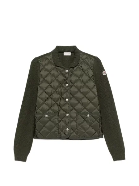 Matlasat geacă Moncler tricotate verde