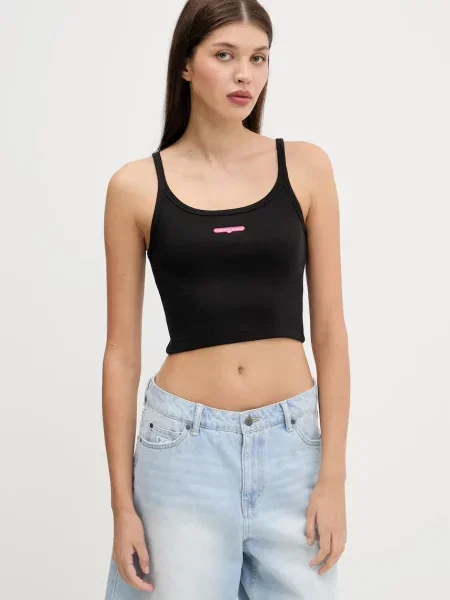 Top Tommy Jeans o krotszym kroju czarny