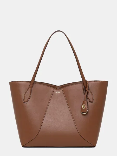 BOSS torebka skórzana NUMAH New Tote brązowa