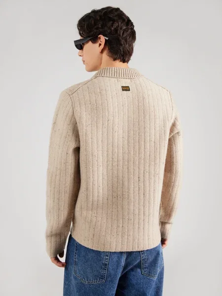 G-Star pulóver férfi gyapjú hozzáadásával Polo collar half zip bézs