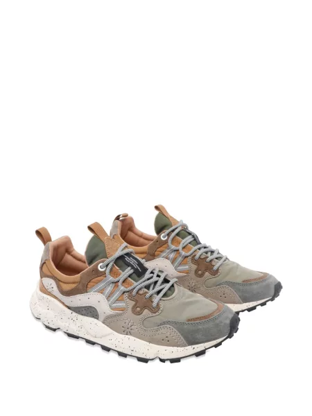 Sneakerși Flower Montain din piele de căprioară cu model floral gri