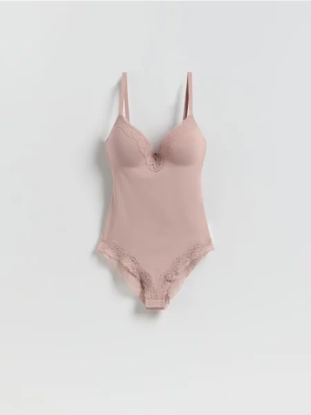 Reserved Body z miseczkami push up brudny róż