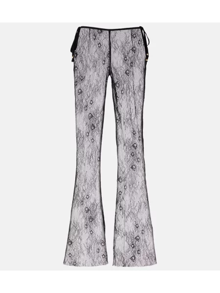 Průsvitné krajkové široké kalhoty Bananhot černé