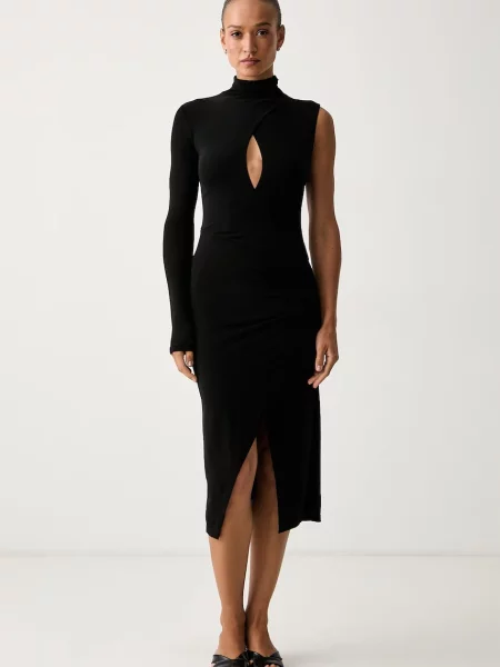 Pinko rochie asimetrică cu vâscoză negru