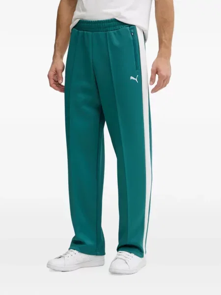 Pantaloni Puma cu dungi alergare cu autograf verde