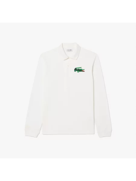 Lacoste Oryginalna Koszulka Polo Z Długim Rękawem biała