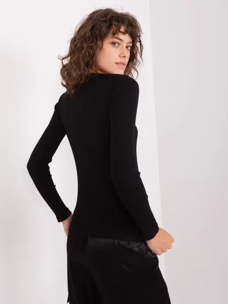 Bluză Fashionhunters cu mâneci lungi lungă negru