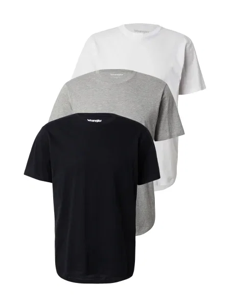 WRANGLER Tricou gri amestecat / negru alb