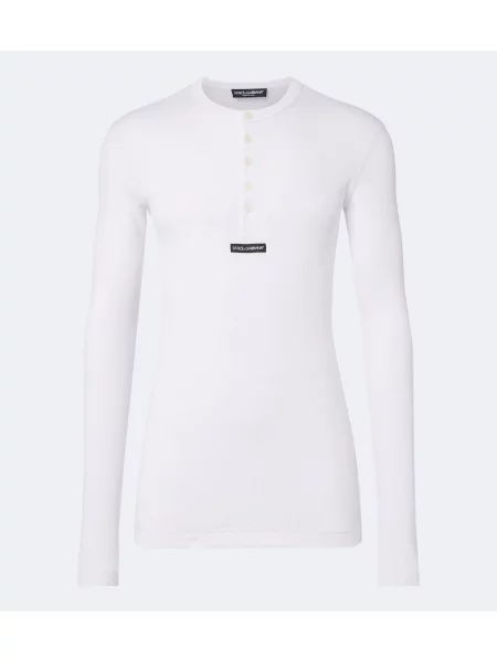 Cămașă Dolce&gabbana tricotate cu guler henley cu autograf alb