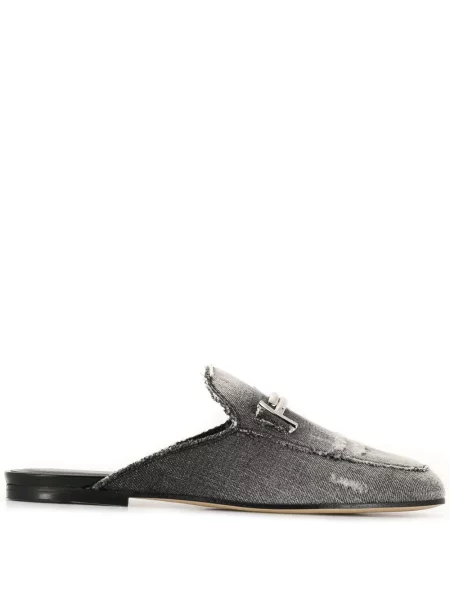 Papuci tip mules Tod's cu autograf negru