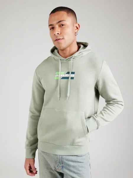 JACK & JONES Mikina JJECORP námornícka modrá / mätová / svetlozelená biela
