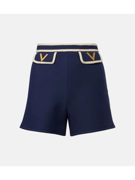 Szorty Valentino z wysoką talią z krepy niebieskie