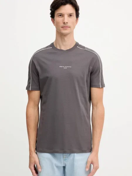 Тениска Armani Exchange с принт сиво
