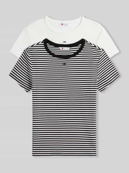 T-shirty o kroju slim fit z mieszanki bawełny w zestaw 2 szt. Tommy Jeans biała