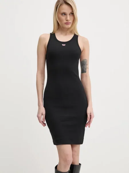 Diesel sukienka D-TANK-LONG-D DRESS midi dopasowana czarny