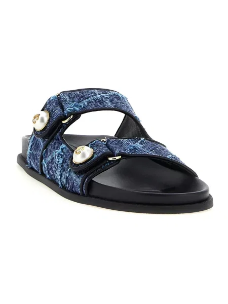 Klapki Jimmy Choo skórzane niebieskie