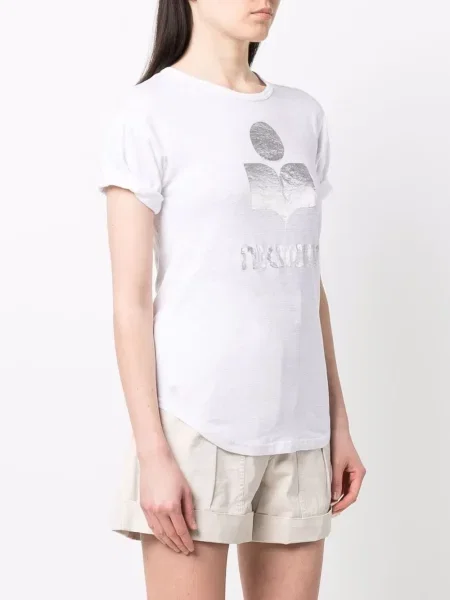 Tričko Isabel Marant Etoile s potiskem bílé
