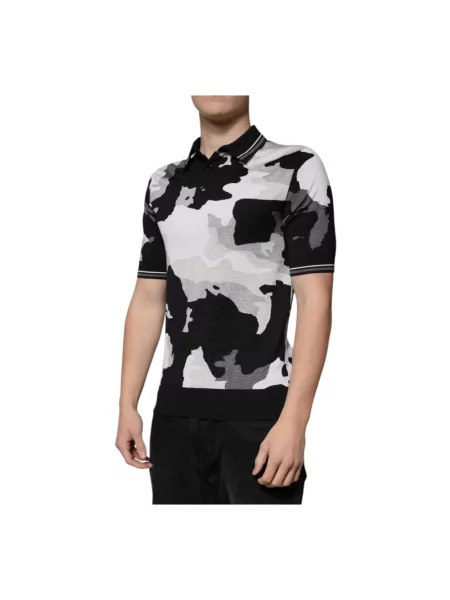 Jedwabna koszulka polo Dolce And Gabbana w kamuflażu