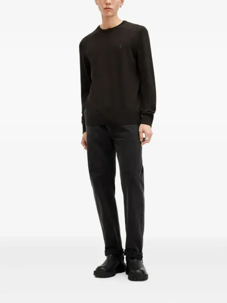 Pulover Allsaints cu broderie cu decolteu rotund maro
