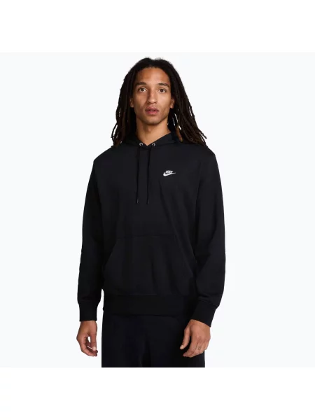 Hanorac pentru bărbați Nike Club French Terry Pullover Hoodie black/black/white alb