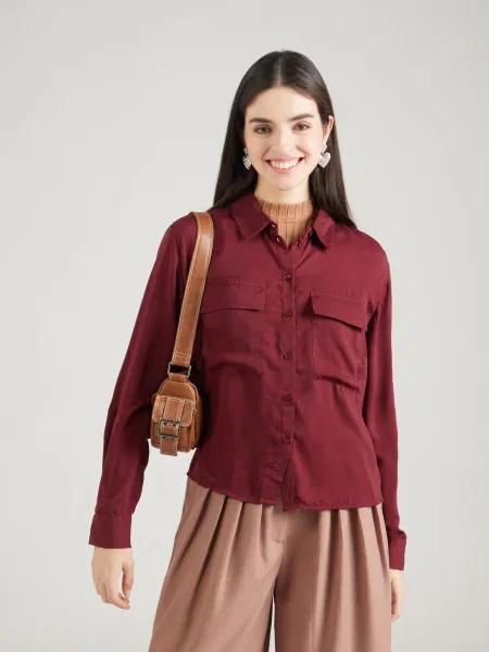 VERO MODA Bluză VMFABIANA vin roșu