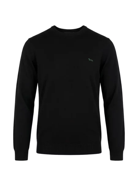 Pulover Harmont & Blaine cu decolteu rotund cu autograf negru
