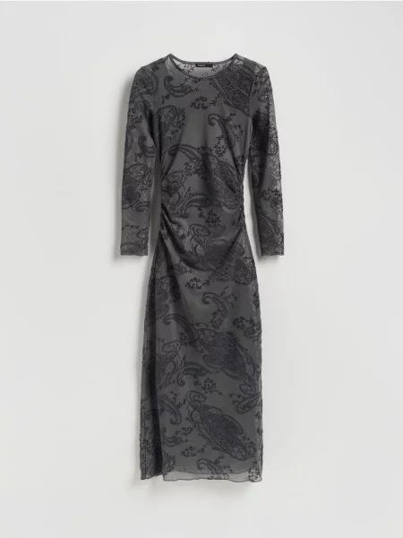 Reserved Rochie cu model decorativ gri-închis gri