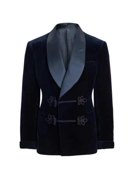 Sacou Ralph Lauren Purple Label de catifea cu două rânduri de nasturi albastru