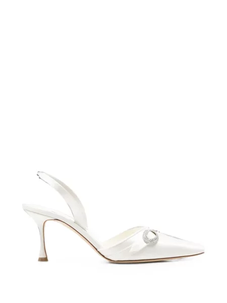Pantofi cu toc Manolo Blahnik slingback alb