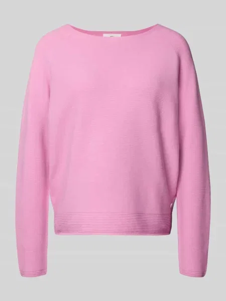 Sweter z dzianiny z okrągłym dekoltem i detalem z logo Fynch-hatton różowy