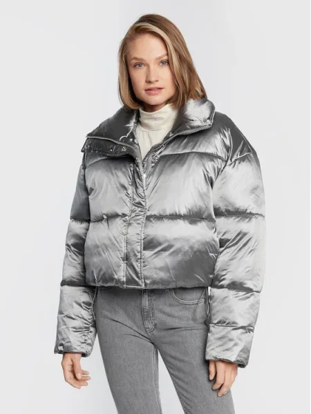 Calvin Klein Geacă de iarnă High Shine Metallic Argintiu
