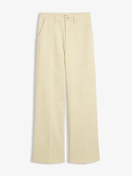 Spodnie z diagonalu high waist beżowe