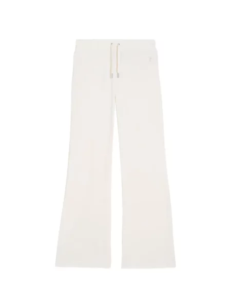 Stras pantaloni Juicy Couture din velur alergare alb