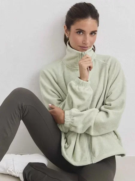 Kurtka polarowa na Fleece Zip pistacjowa zielona