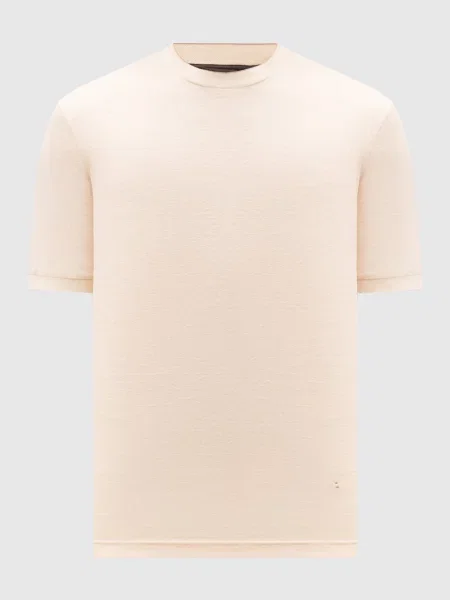 Футболка з льону та шовку Brett Johnson бежева