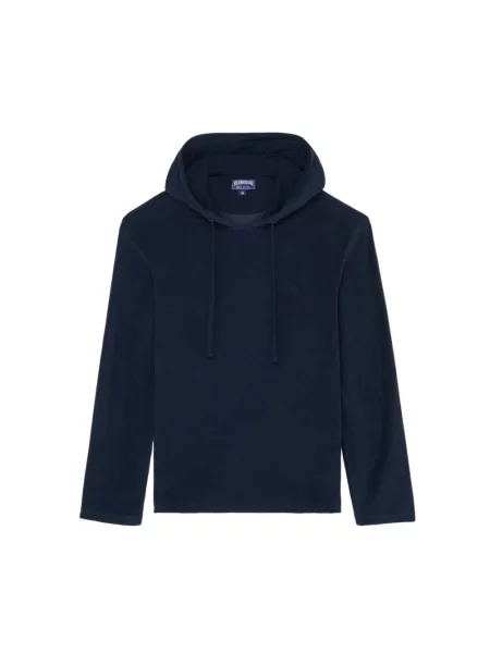 Bluza z kapturem Vilebrequin z kapturem z długim rękawem frotte niebieska
