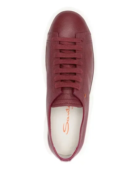 Sneakerși Santoni cu șireturi cu platformă din dantelă roșu