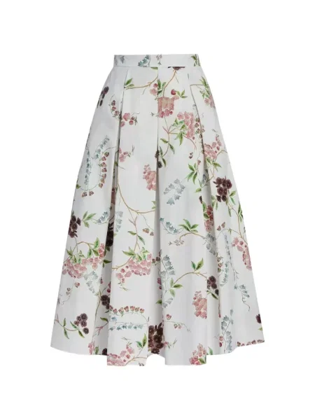 Fustă midi Erdem cu model floral alb