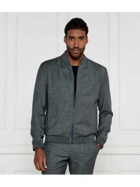 HUGO Geacă bomber | Slim Fit cu adaos de lână gri