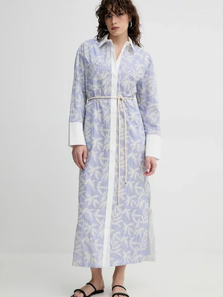MUNTHE sukienka FILIRA maxi oversize niebieski