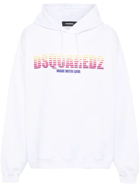 Hanorac cu glugă Dsquared2 cu imagine alb