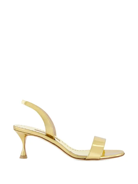 Pantofi cu toc Manolo Blahnik din piele auriu