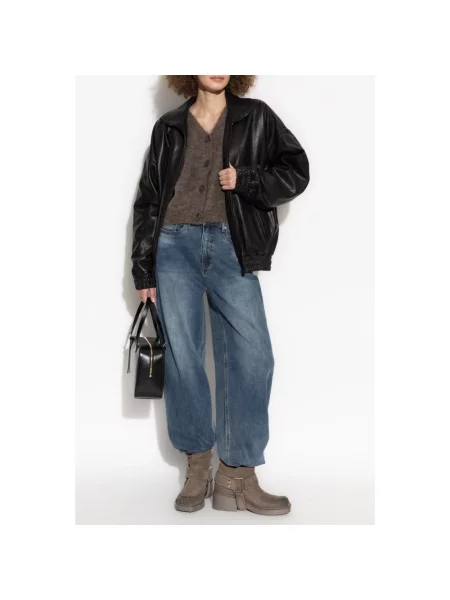 Jeansy o kroju barrel fit z efektem znoszenia Gestuz niebieskie