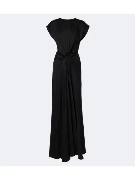 Rochie Victoria Beckham din satin drapată negru