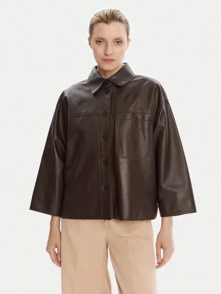 Weekend Max Mara Μπουφάν δερμάτινο Stecca καφέ