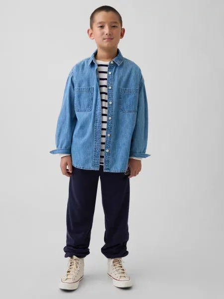 Pantaloni sport copii Gap alb