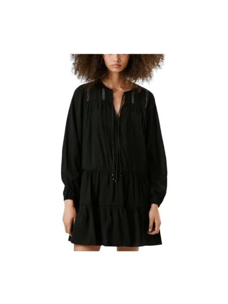 Sukienka jeansowa Pepe Jeans z falbankami czarna