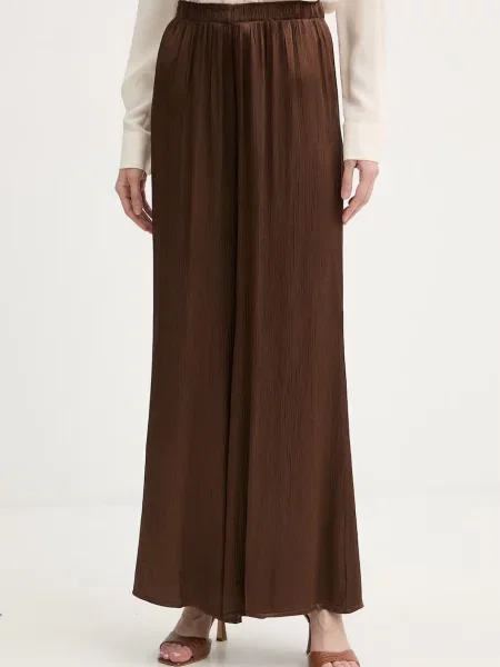 Haveone plisirane hlače viskozne rjava