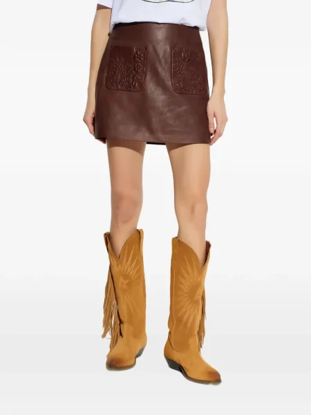 Mini fustă din piele Munthe mini maro