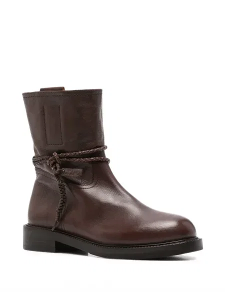 Botine Zolfo din piele țesuți cu bretele maro